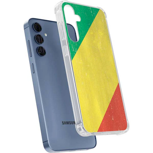 Republic of the Congo Flag Distressed Galaxy A35 5G Clear Case
